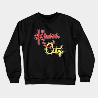 Vintage Kansas City Red And Yellow Hand Drawn Script For KCMO Locals Crewneck Sweatshirt